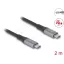 DELOCK kábel USB 40 Gbps Type-C male / male összekötő PD 3.1 240W E-Marker 2m szürke fém