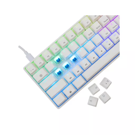 WHITE SHARK GK-004223W/BL-HU SHINOBI-2/W-BL-HU vezetékes mech. bill. 62 kék gomb,fehér,magyar