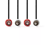  Nedis CAGL24200BK100 sztereo audio kábel, 2 X RCA dugó - 2 X RCA dugó, hossz 10m