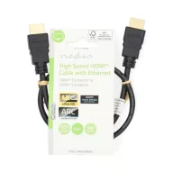   Nedis CVGL34060BK05 ultra HD HDMI kábel, HDMI dugó - dugó, 4K@60Hz, ARC, 18 Gbps, aranyozott csatlakozók, hossz 0,5m