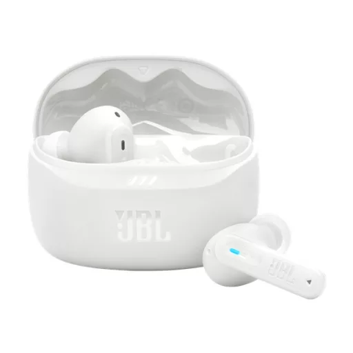 JBL Tune Beam 2 TWS Bluetooth fülfallgató mikrofonnal, USB-C, 100dB, In-Ear, 16 ohm, tölthető 2 óra, 65 mAh, fehér