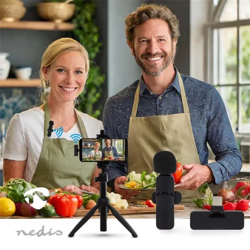 Nedis MICW110BK vezeték nélküli mikrofon, használható Notebook / Okostelefon / Tablet,  USB Type-C™