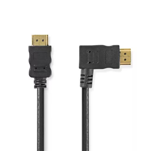 Nedis CVGP34260BK15 nagy sebességű HDMI kábel, 4K@30Hz, 10.2 Gbps, 1.50 m, pipa jobbos csatlakozó