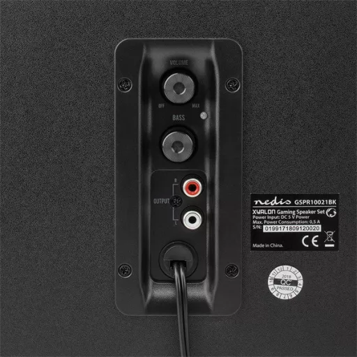 Nedis GSPR10021BK aktív gamer hangszóró 2.1, USB tápellátás, 3,5 mm jack, 30 W, Hangerőszabályozó