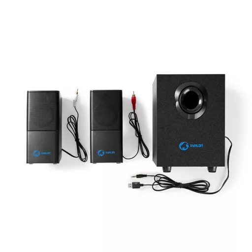 Nedis GSPR10021BK aktív gamer hangszóró 2.1, USB tápellátás, 3,5 mm jack, 30 W, Hangerőszabályozó