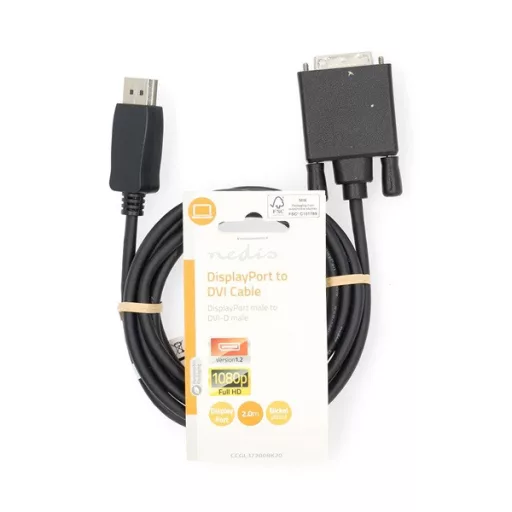 Nedis CCGL37200BK20 Displayport dugó - DVI-D 24+1-Tűs kábel 1080p, 2m