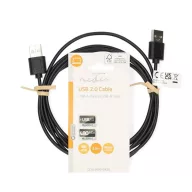   Nedis CCGL60001BK20 USB A apa - USB-A apa kábel, USB2.0, hossz: 2m