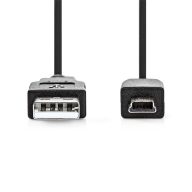   Nedis CCGL60300BK10 USB mini-B 5p (mini USB)kábel, USB 2.0  USB-A dugó  USB mini 5p dugó, 480 Mbps. 1m
