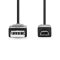 Nedis CCGL60300BK10 USB mini-B 5p (mini USB)kábel, USB 2.0  USB-A dugó  USB mini 5p dugó, 480 Mbps. 1m