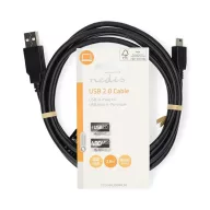   Nedis CCGL60300BK20 USB mini-B 5p (mini USB)kábel, USB 2.0  USB-A dugó  USB mini 5p dugó, 480 Mbps. 2m