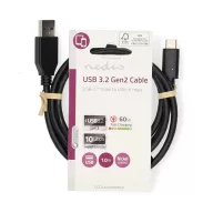   Nedis CCGL61650BK10 USB 3.2 Gen 1, USB-A dugó - USB-C (USB C) dugó kábel, 60W, 10 Gbps, 1m