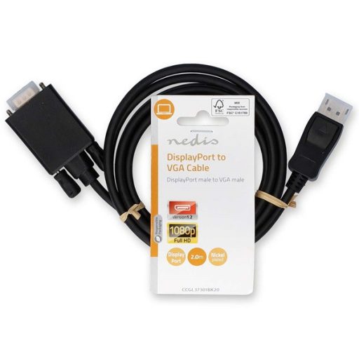 Nedis CCGL37301BK20 VGA -  Displayport kábel 1080p, 2m