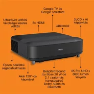   EPSON Projektor - Lifestudio Grand – EH-LS670B Metálfekete (3LCD, 4K Pro, 16:9, 3600 AL, 5 000 000:1, HDMI/USB/WiFi)