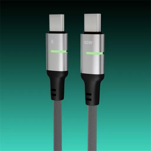 AVAX Töltőkábel, USB-C - USB-C, Fonott, 60W, 3 méter, fekete