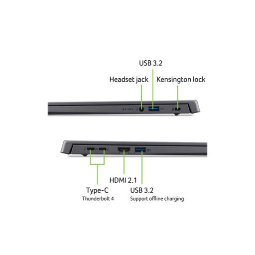 ACER Aspire A16-71M-77CC, 16" WUXGA, Intel Core Ultra 7 155H, 16GB, 1TB SSD, UMA, DOS, acélszürke