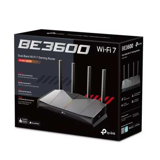 TP-LINK Wireless Router Dual-Band BE3600 Gaming 1xWAN(2.5Gbps) + 1xLAN(2.5Gbps) + 3xLAN(1Gbps) + 1xUSB 3.0, ARCHER GE230