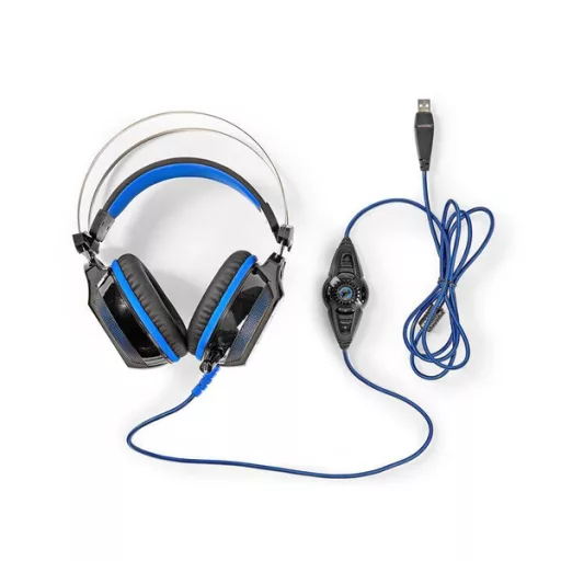 Nedis GHST500BK USB gamer headset, 7.1 térhatás, LED világítás, 2,1m kábel