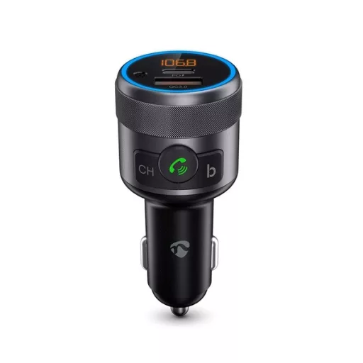 Nedis CATR3024BK FM transmitter, Bluetooth, PD 18 W / PD 24 W, Gyorstöltés, Basszuskiemelés, Google Asszisztens / Siri