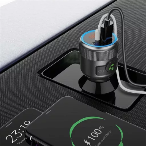 Nedis CATR3024BK FM transmitter, Bluetooth, PD 18 W / PD 24 W, Gyorstöltés, Basszuskiemelés, Google Asszisztens / Siri