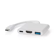   Nedis CCGB64770WT01 USB-C multiport adapter, USB C dugó - HDMI/ USB-A / USB-C aljzat, 5 Gbps