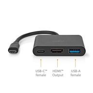   Nedis CCGB64770BK01 USB-C multiport adapter, USB C dugó - HDMI/ USB-A / USB-C aljzat, 5 Gbps