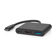   Nedis CCGB64770BK01 USB-C multiport adapter, USB C dugó - HDMI/ USB-A / USB-C aljzat, 5 Gbps