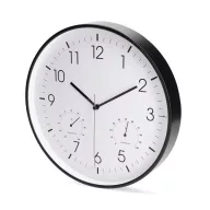   Nedis CLWA4226BK falióra, 30 cm átmérő,  műanyag, csendes szerkezet: óra, hőmérő, páratartamom mérő