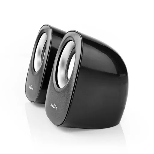 Nedis CSPR10020BK PC hangszóró 2.0, 12 W, 3,5mm sztereo jack, USB-ről táplált, hangerőszabályzó