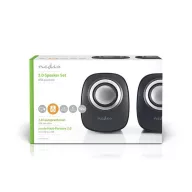   Nedis CSPR10020BK PC hangszóró 2.0, 12 W, 3,5mm sztereo jack, USB-ről táplált, hangerőszabályzó