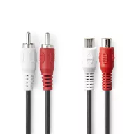   Nedis CAGB24205BK50 RCA toldó kábel, 2x RCA apa - 2x RCA anya, 5m