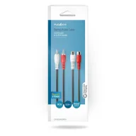   Nedis CAGB24205BK50 RCA toldó kábel, 2x RCA apa - 2x RCA anya, 5m