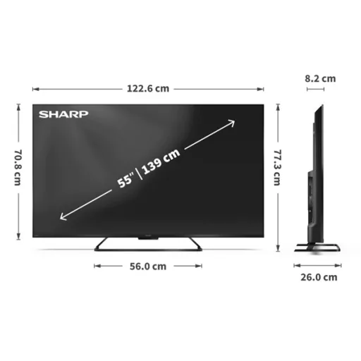 SHARP 55HR7265E 55"/139cm 4K UHD QLED Google TV, 144 Hz, 3840x2160, 4xHDMI/2xUSB