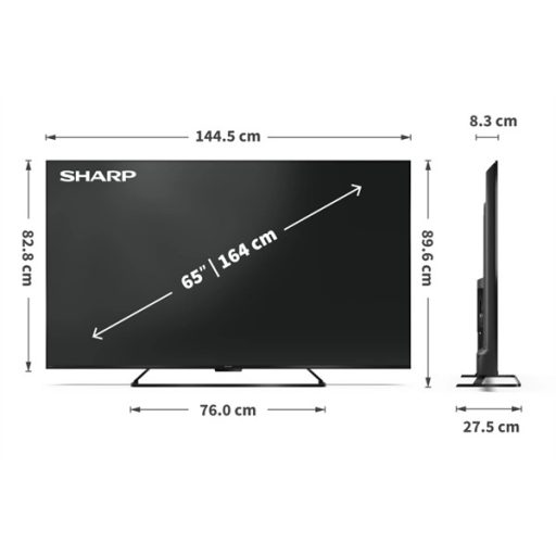 SHARP 65HR7265E 65"/164cm 4K UHD QLED Google TV, 144 Hz, 3840x2160, 4xHDMI/2xUSB