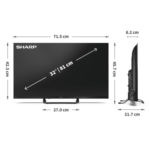 SHARP 32HF3865E 32"/80cm Full HD QLED Google TV, 1920x1080, 3xHDMI/2xUSB