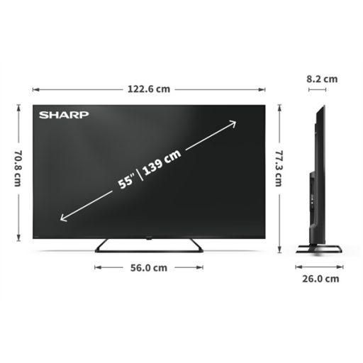 SHARP 55HP6265E 55"/139cm 4K Ultra HD QLED Google TV, 3840x2160, 4xHDMI/2xUSB