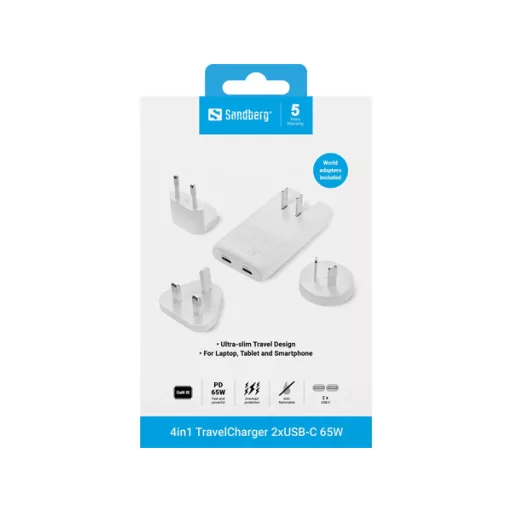 SANDBERG 4in1 TravelCharger 2xUSB-C 65W