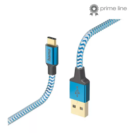 HAMA 201558, FIC E3 ADATKÁBEL USB TYPE-C "REFLECTIVE" 1,5M, KÉK