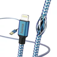   HAMA 201553, FIC E3 ADATKÁBEL LIGHTNING "REFLECTIVE" 1,5M, KÉK