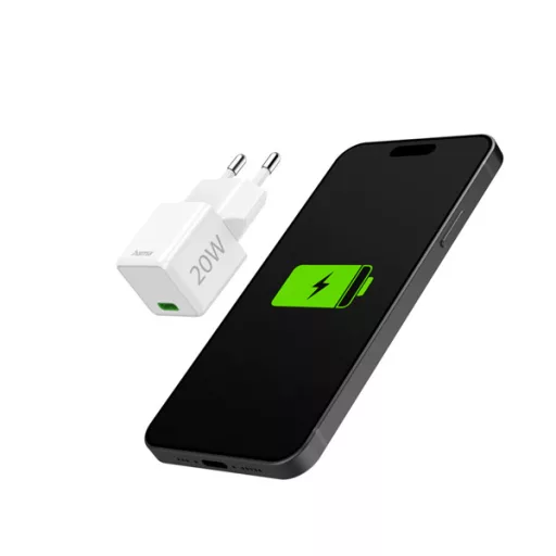 HAMA 201980, SUPER MINI UNIV. HÁLÓZATI USB TYPE-C TÖLTŐ "PD,QC", FEH. 20W