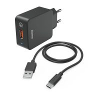   HAMA 201625, FIC E3 HÁLÓZATI TÖLTŐ SZETT "QC 3.0" USB -TYPE-C KÁBELLEL (19,5W)