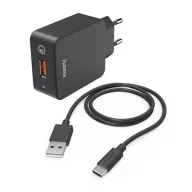   HAMA 201625, FIC E3 HÁLÓZATI TÖLTŐ SZETT "QC 3.0" USB -TYPE-C KÁBELLEL (19,5W)