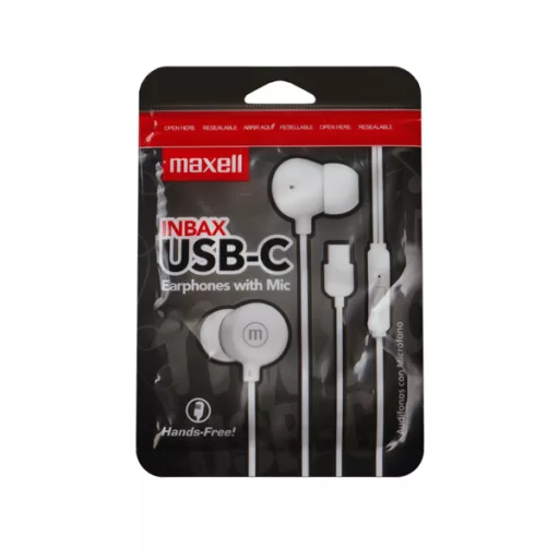 MAXELL Fülhallgató, IN-BAX, fehér, USB-C