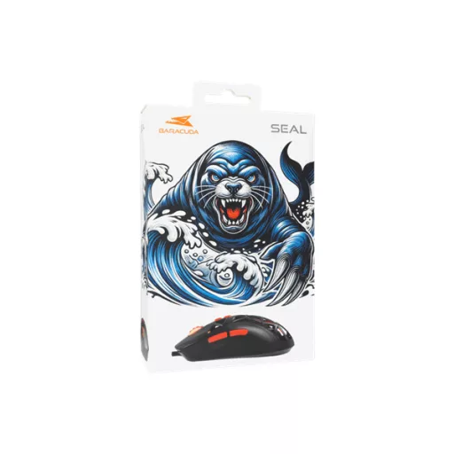 BARACUDA BGM-091B SEAL-B vezetékes gamer egér, 12800 dpi, fekete