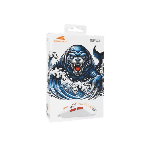 BARACUDA BGM-091W SEAL-W vezetékes gamer egér, 12800 dpi, fehér