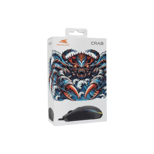 BARACUDA BGM-111B CRAB-B vezetékes gamer egér, 3600dpi, fekete