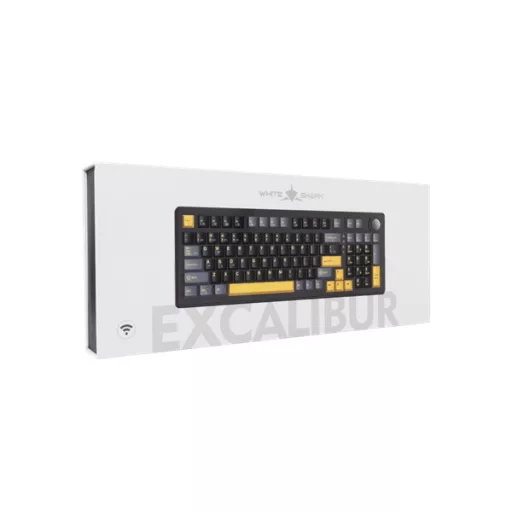 WHITE SHARK GK-007151-B/R-US EXCALIBUR-B/R-US vezeték nélküli mechanikus billentyűzet, angol, fekete