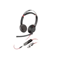   HP POLY fejhallgató Blackwire 5220 sztereó USB-C+3,5 mm-es csatlakozó+USB-C/USB-A adapter