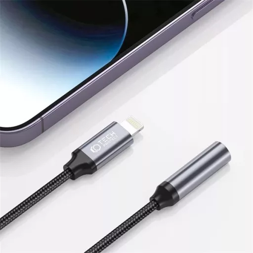 Tech-Protect UltraBoost Lightning/3,5mm jack adapter - fekete/szürke