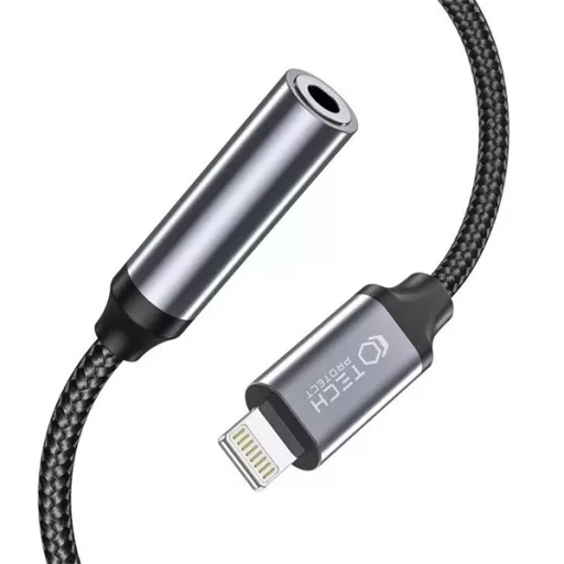 Tech-Protect UltraBoost Lightning/3,5mm jack adapter - fekete/szürke