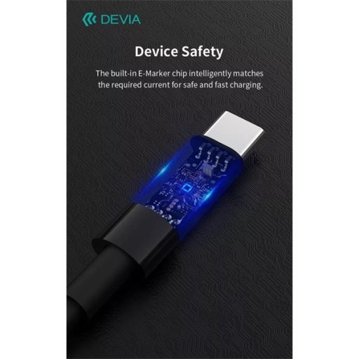 DEVIA USB-C - USB C (Type-C) ADAT ÉS TÖLTŐKÁBEL - SMART SERIES 100W PD, Fekete, 1,5m